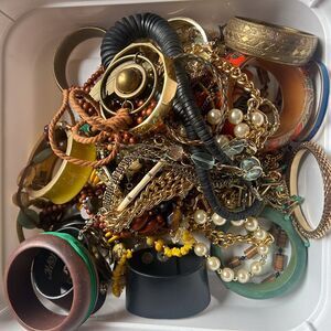 Estate Jewelry - Lot Vintage & Modern Mixed Bangles, Bracelets, Necklaces & More